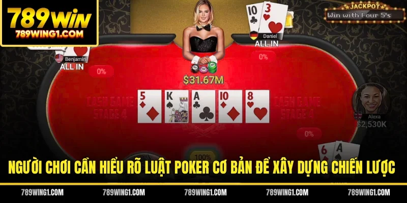 Người chơi cần hiểu rõ luật Poker cơ bản để xây dựng chiến lược